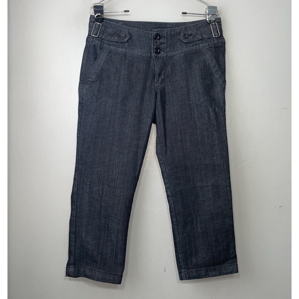 Dark Denim Capris Size 10 Basque Waist Bermuda Y2K Cropped Trouser Blue Jeans